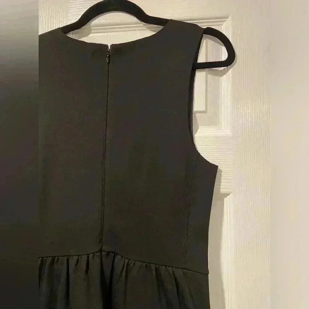 Madewell Stretchy Black Ribbed Mini Tank Dress Zip Back Bodycon Scuba Size Small - Picture 11 of 14